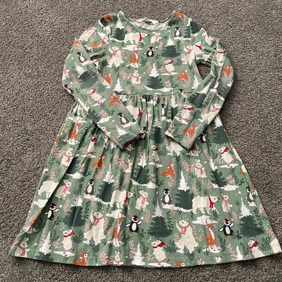 white christmas dresses Girls Long Sleeve Cotton Jersey Dress main image 0